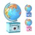Children Globe Shape Piggy Bank Password Money Box Cash Coin Savings Box with Night Light Music Cyan