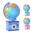 Children Globe Shape Piggy Bank Password Money Box Cash Coin Savings Box with Night Light Music Cyan