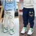 Children Harem Pants Casual Pants For 2 6 Years Old Cotton Smile Face Pattern Printed Pants Dark blue 110cm