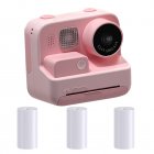 Children Instant Camera Hd 1080p Video Photo Digital Print Cameras Dual Lens Slr Photography Toys Birthday Gift Pink + photo paper (no memory)