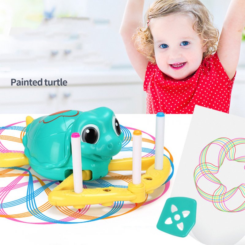 Children  Intelligent Drawing  Toys Turtle-shaped Electric Graffiti Tool Learning Drawing Mold Set Robot Educational Gift For Kids As shown