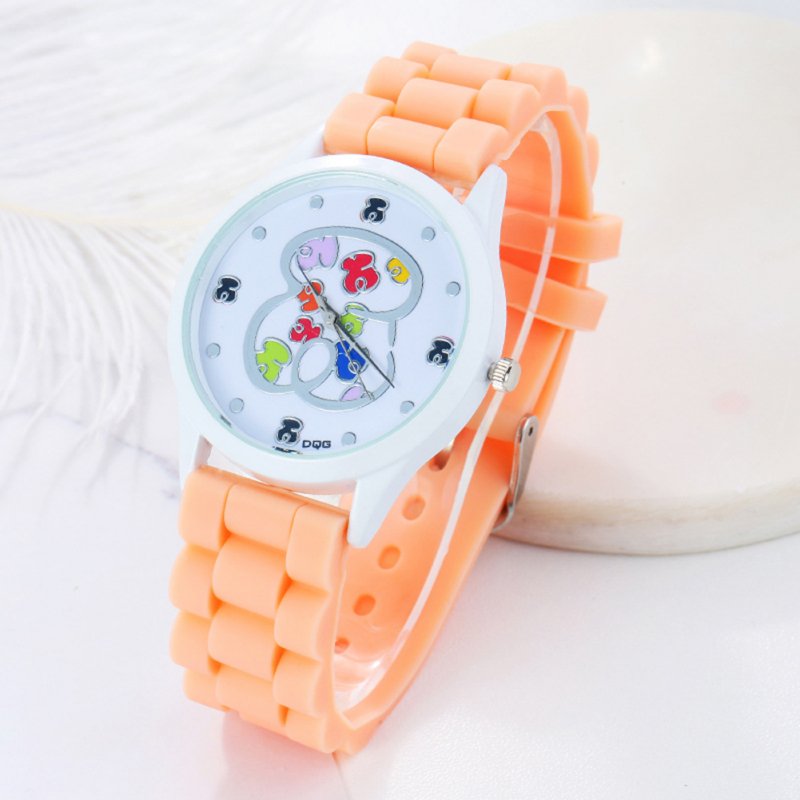 Children Kids Cute Cartoon Bear Dial Pattern Quartz Watch Silicone Watchband Wrist Watch