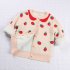 Children Kids Pink Strawberry Shaped Jacquard Pattern Long Sleeve Knitting Tops Coat Pink 18 24  90cm 