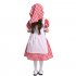 Children Lace Lattice Slim Dress Halloween Special Beer Festival Costume Maid Uniform Red plaid L