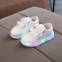 Children Leisure White Sports Soft Bottom Shoes with LED lights for Boys and Girls Silver 26  16 cm