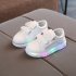 Children Leisure White Sports Soft Bottom Shoes with LED lights for Boys and Girls Silver 21  13 5 cm