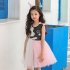 Children Mixed Color Gauze Skirt Girls Rabbit Print Dress with Bowknot in Summer