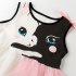 Children Mixed Color Gauze Skirt Girls Rabbit Print Dress with Bowknot in Summer