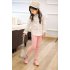 Children Pencil Pants Girls Fashionable Candy Color Stretchy Trousers Slim Fit Leggings for Kids Pink XL  140  length 75 cm 