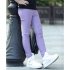 Children Pencil Pants Girls Fashionable Candy Color Stretchy Trousers Slim Fit Leggings for Kids purple L  130  length 70 cm 