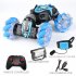 Children Remote Control Stunt Car Double sided Deformation Gesture Induction Twisting Climbing Car Toys 86a Blue