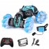 Children Remote Control Stunt Car Double sided Deformation Gesture Induction Twisting Climbing Car Toys 86a Blue