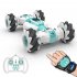 Children Remote Control Climbing Car Electric Charging Gesture Induction Lateral Deformation Twist 4 wheel Drive Drift Stunt Car 012 Blue White