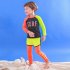 Children Split Swimwear Long Sleeves Sunscreen Quick drying Swimsuit Set For Boys Girls Black Tops Orange Pants 3XL