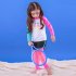 Children Split Swimwear Long Sleeves Sunscreen Quick drying Swimsuit Set For Boys Girls Black Tops Orange Pants 3XL