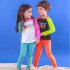 Children Split Swimwear Long Sleeves Sunscreen Quick drying Swimsuit Set For Boys Girls Black Tops Orange Pants 3XL