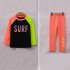 Children Split Swimwear Long Sleeves Sunscreen Quick drying Swimsuit Set For Boys Girls Black Tops Orange Pants 3XL