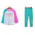 Children Split Swimwear Long Sleeves Sunscreen Quick drying Swimsuit Set For Boys Girls Black Tops Orange Pants 3XL