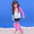 Children Split Swimwear Long Sleeves Sunscreen Quick drying Swimsuit Set For Boys Girls Black Tops Orange Pants 3XL