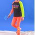 Children Split Swimwear Long Sleeves Sunscreen Quick drying Swimsuit Set For Boys Girls Black Tops Orange Pants 2XL