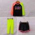 Children Split Swimwear Long Sleeves Sunscreen Quick drying Swimsuit Set For Boys Girls Black Tops Orange Pants 2XL