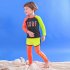 Children Split Swimwear Long Sleeves Sunscreen Quick drying Swimsuit Set For Boys Girls White Tops Blue Pants XL