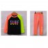 Children Split Swimwear Long Sleeves Sunscreen Quick drying Swimsuit Set For Boys Girls Black Tops Orange Pants 2XL