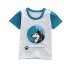 Children Summer Cute Cartoon Figure Pattern Short sleeved T shirt Top Sea blue wolf head 65 