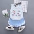 Children Summer Sleeveless Vest Shorts Two piece Set Cute Cartoon Cat Pattern Casual Outfits Suit For Boys Girls blue 18 24M 90cm