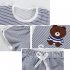 Children Unisex Short sleeved Boys Girls Striped Cartoon T shirt   Shorts Suit blue grizzly 110