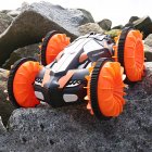 Children Water Land Amphibious Agents Waterproof Double Side Remote Control Stunt Car Toy for Kids Orange