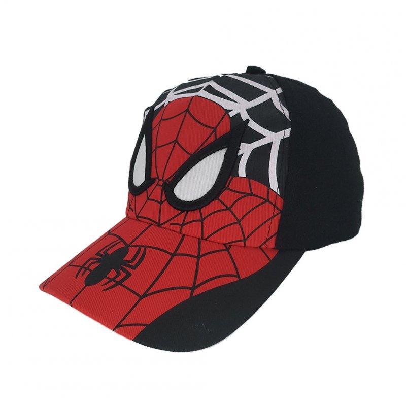 Children Youth Spider Man Cotton Cartoon Baseball Cap Outdoor Leisure Sun Protection Hat Black red_Cloth cap