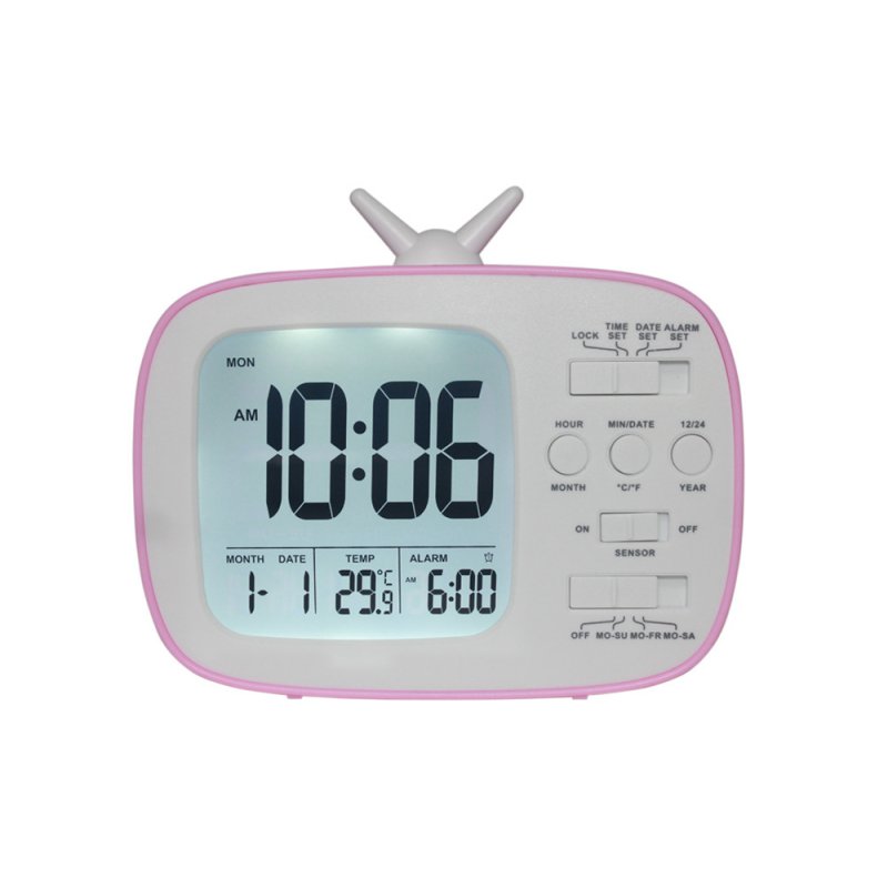 Children and Student LCD Electronic Bedside Light-sensitive Smart Alarm Clock G180 red