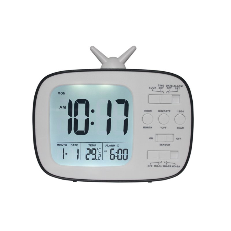 Children and Student LCD Electronic Bedside Light-sensitive Smart Alarm Clock G180 black