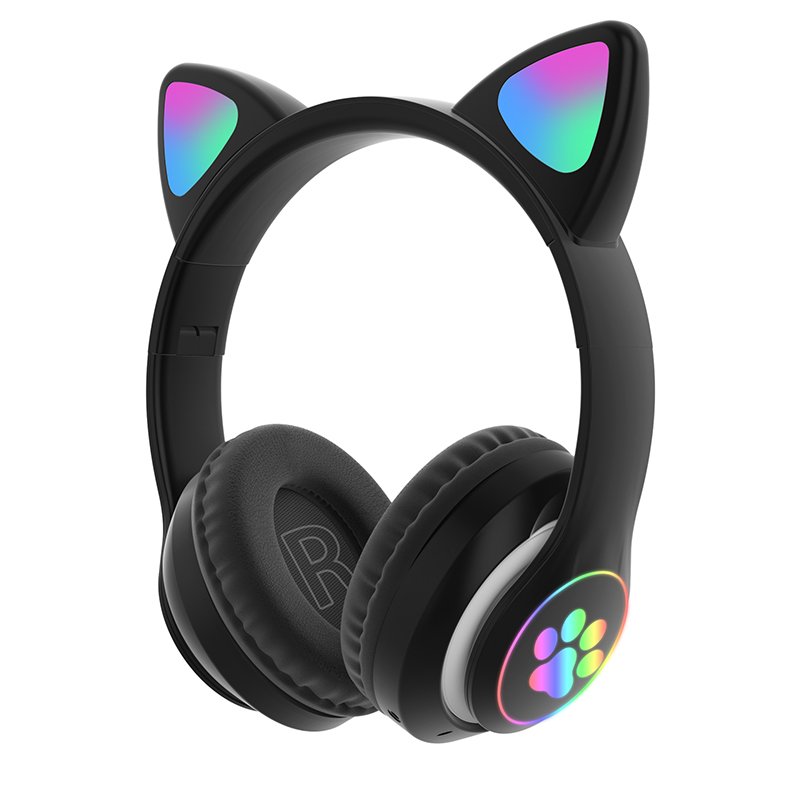 Children's Headphone Rgb Luminous Cartoon Animal Shape Bluetooth Headset black