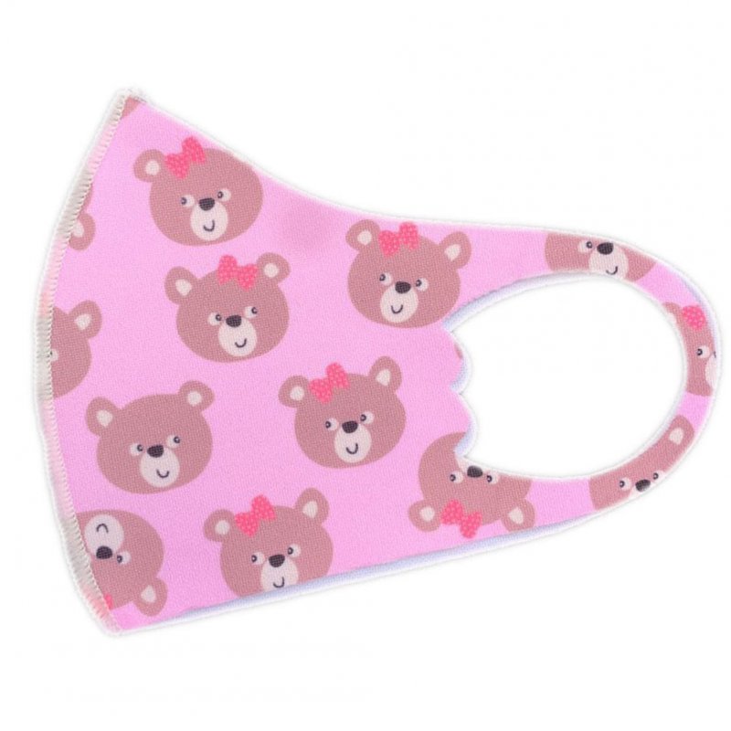 Children's Mask Dust Proof Breathable Washable Cartoon Print Hanging Ear Type Mask Pink bear_Packaging-already replaced