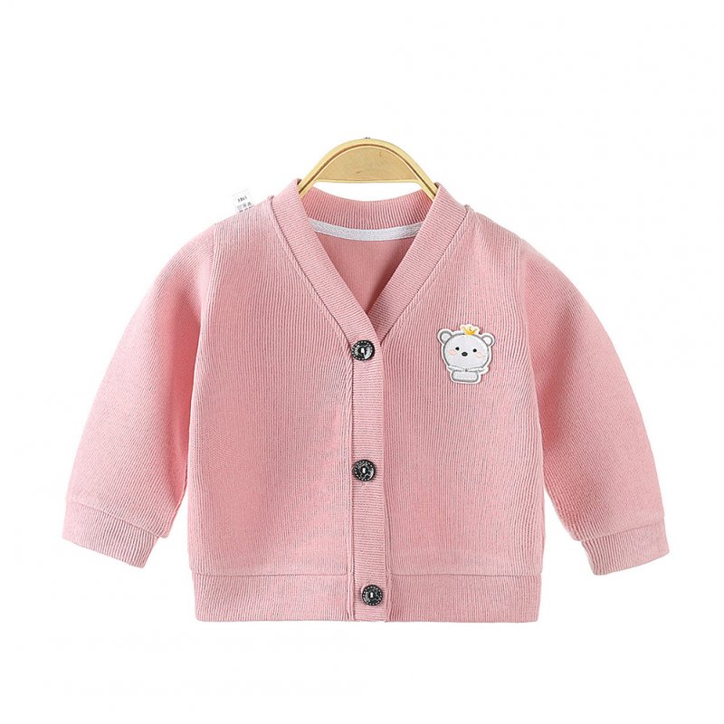 Children's Sweater Cardigan Cartoon Pattern Jacket for  0-3 Years Old Kids Pink_100cm