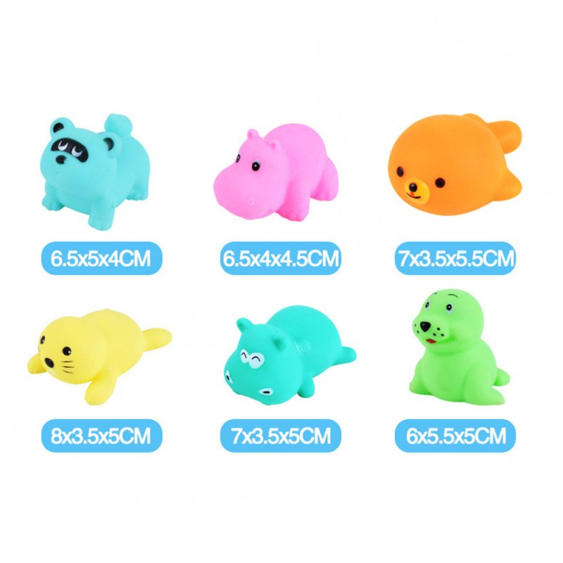 Children's Swimming Bathing Shower Water Toys Squeezing Squeaking Vocal Animals Duck Giraffe Sea Lion Toy 6pcs sea lions-75g