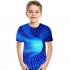 Children s T shirt 3D digital color printing  short sleeved top for 5 12 years old kids 8021 140cm