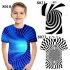 Children s T shirt 3D digital color printing  short sleeved top for 5 12 years old kids 8021 140cm