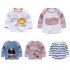 Children s T shirt  Long sleeved Cartoon Print All match Top for 1 5 Years Old Kids A 90cm