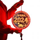 Chinese LED Hanging Lanterns Battery Operated Year Of The Dragon 3D Disc Pendant Lantern With Suction Cup Party Supplies For Christmas Birthday Wedding Spring Festival Decoration A