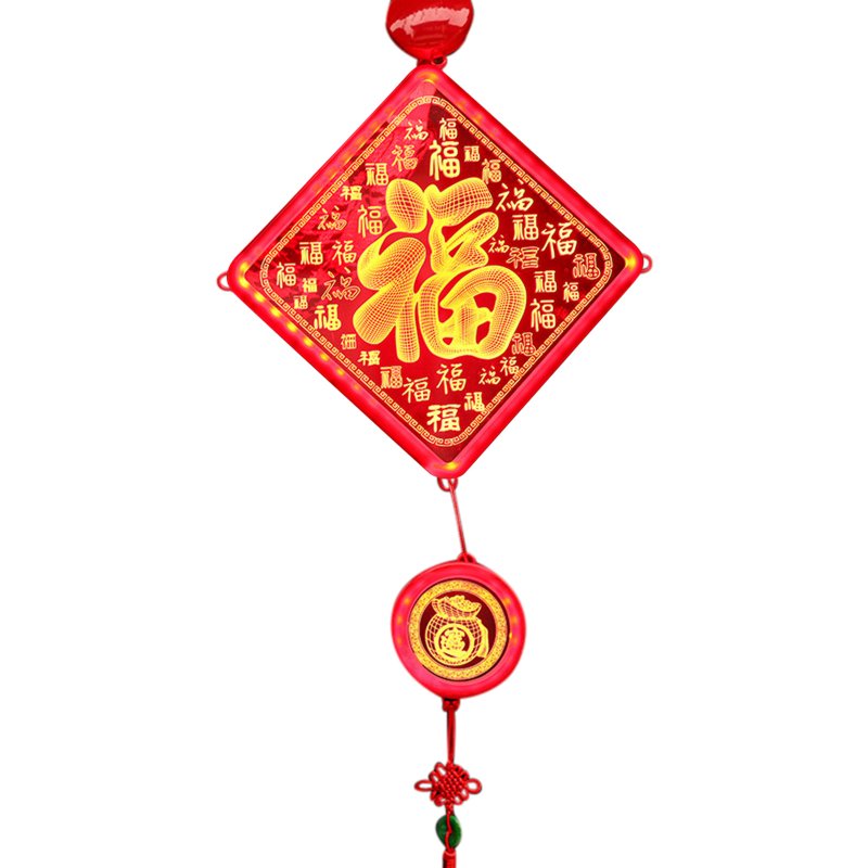 Chinese New Year Hanging LED Lights Battery Version Hanging Ornament Lunar Year Red Pendants With Red Lantern Knot For Decoration Momofuku