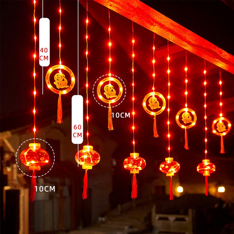 Chinese New Year LED Lantern Lighted Up Chinese Spring Festival Hanging Ornaments