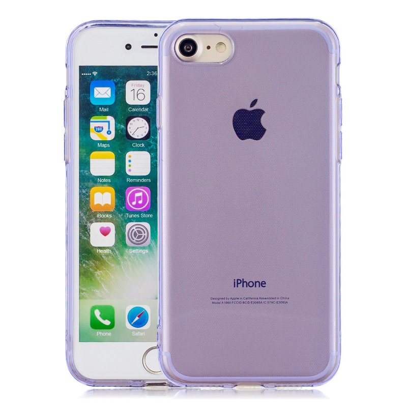 for iPhone 6/6S / 6 Plus/6S Plus / 7/8 / 7 Plus/8 Plus Clear Colorful TPU Back Cover Cellphone Case Shell Purple