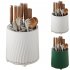 Chopstick Holder Rotary Knife Rack Multi functional 360 degree Rotating Kitchen Knife Fork Rack Storage Box black white