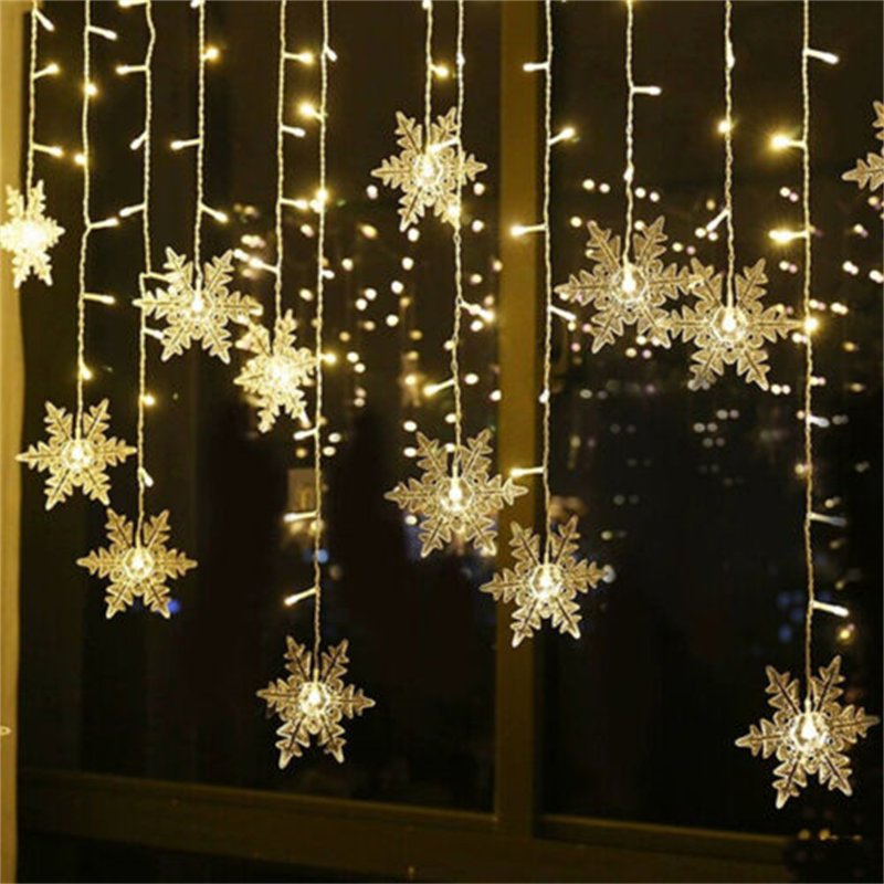 Christmas 96 Led Snowflake String Lights 8 Modes Waterproof Fairy Lights Lamps