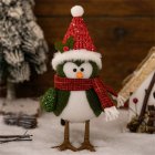 Christmas Bird Doll With Led Light Handmade Desk Topper Xmas Ornament For Christmas Decorations（24x16x12cm/9.45x6.3x4.72inch） red hat