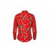 Christmas Cartoon Printing Male Lapel Shirt Men Blouse Shirt for Man red M