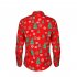 Christmas Cartoon Printing Male Lapel Shirt Men Blouse Shirt for Man red L